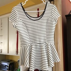 Striped short sleeve peplum top